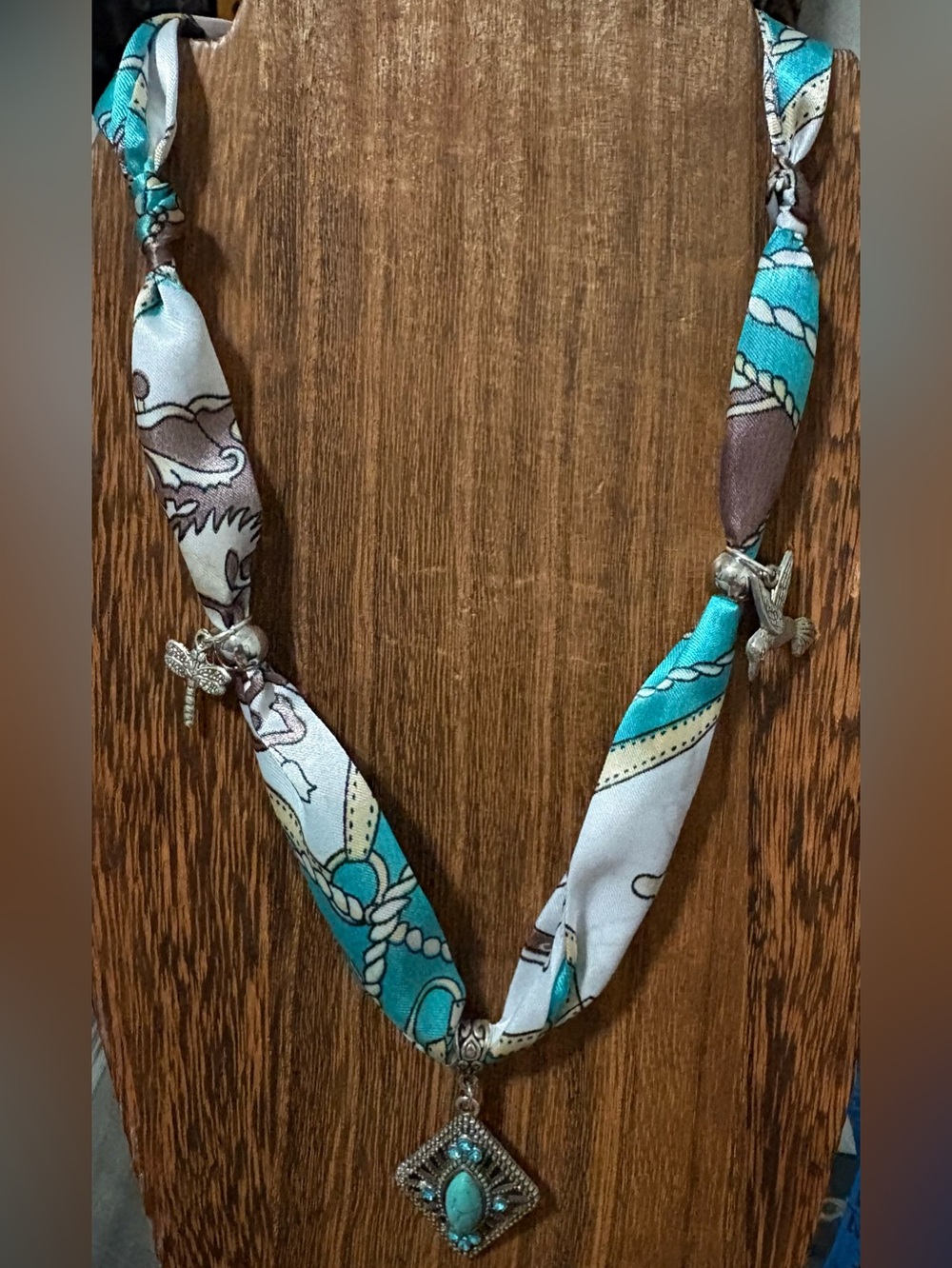 Fluttering Friends- handmade silky tie necklace